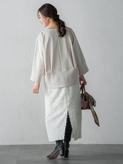 【WEB限定】《暖色美》裏起毛Vネックトップス≪手洗い≫