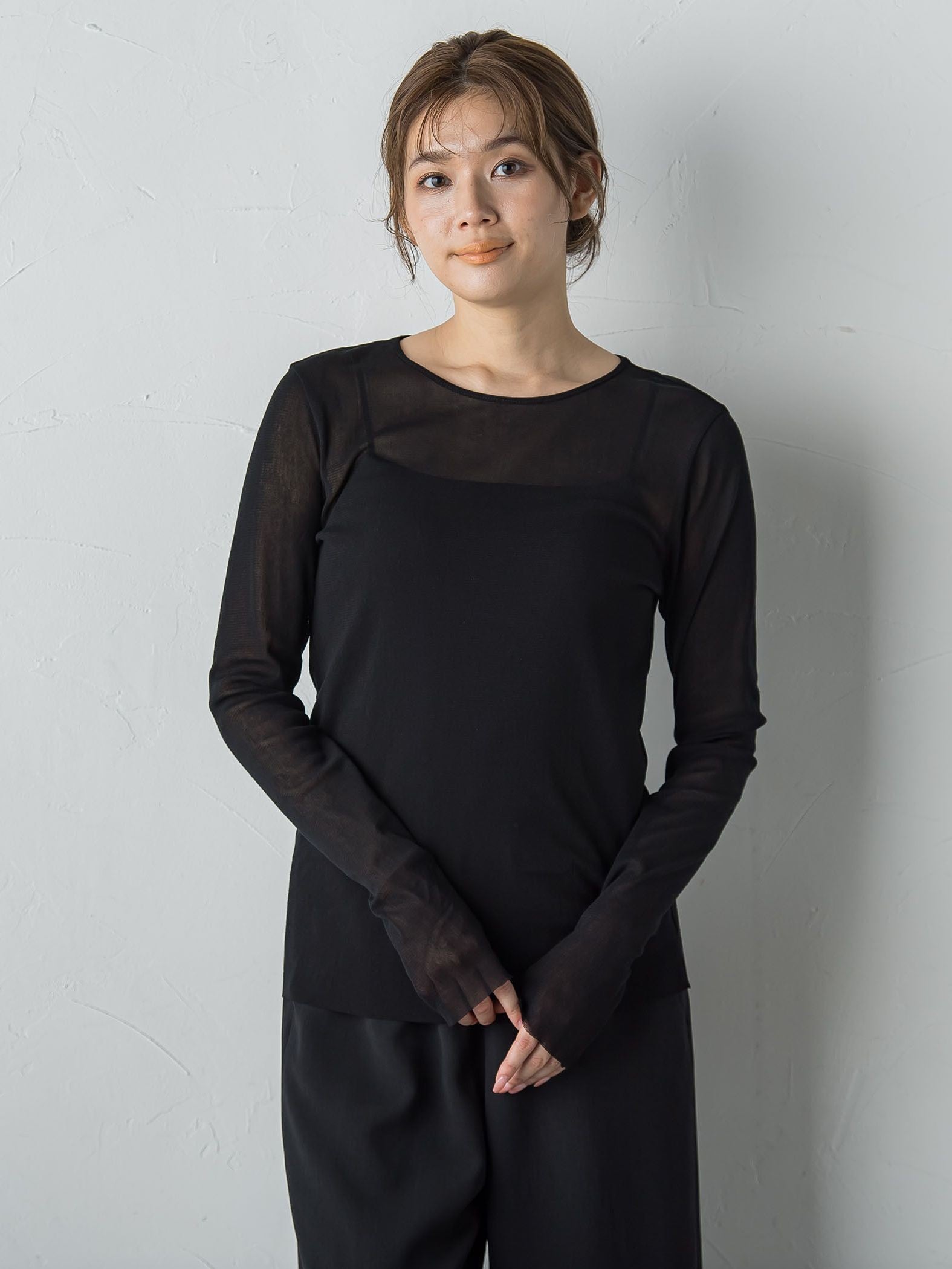 コットンサラチュールカットソー≪手洗い可能≫