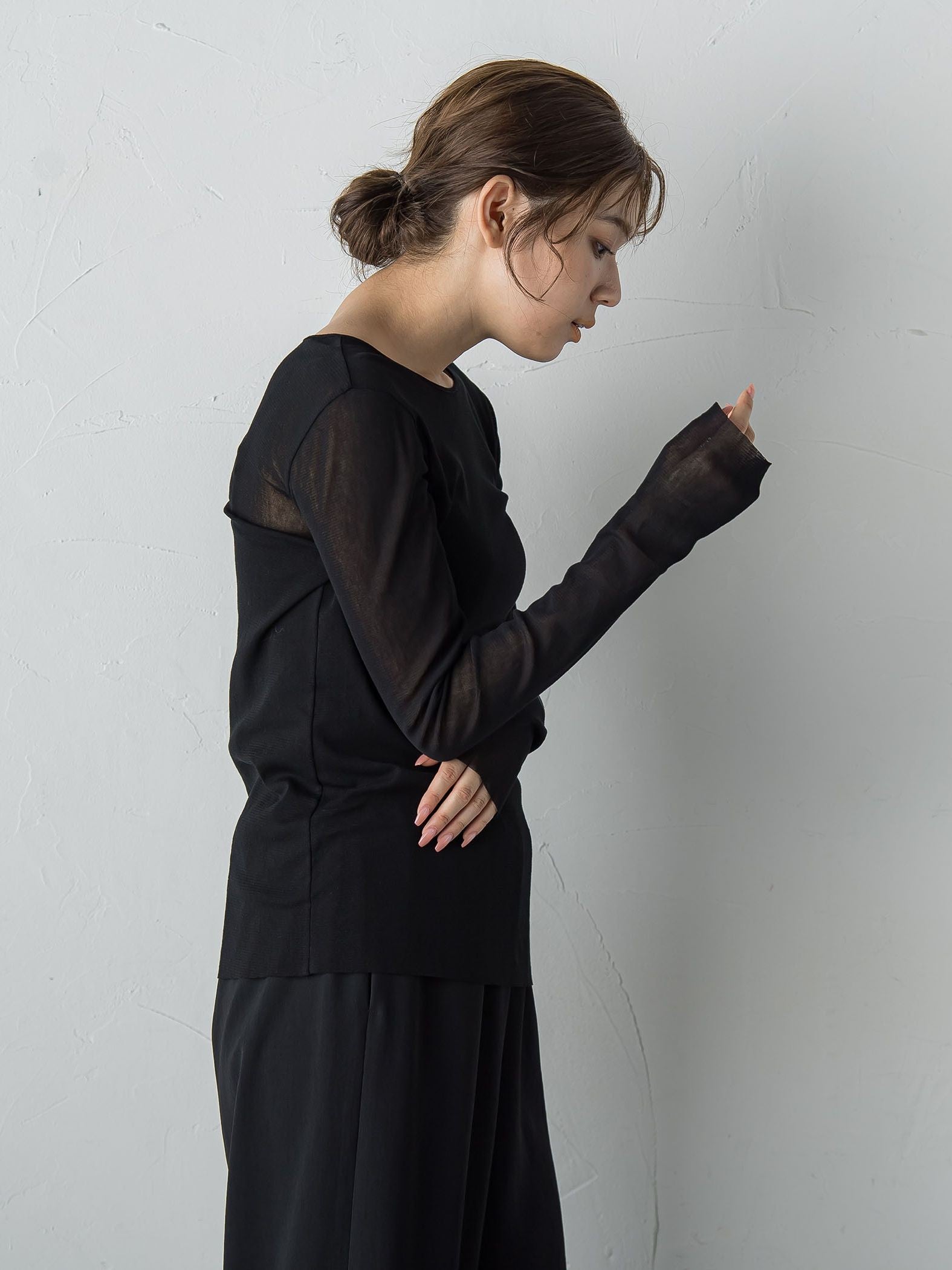 コットンサラチュールカットソー≪手洗い可能≫