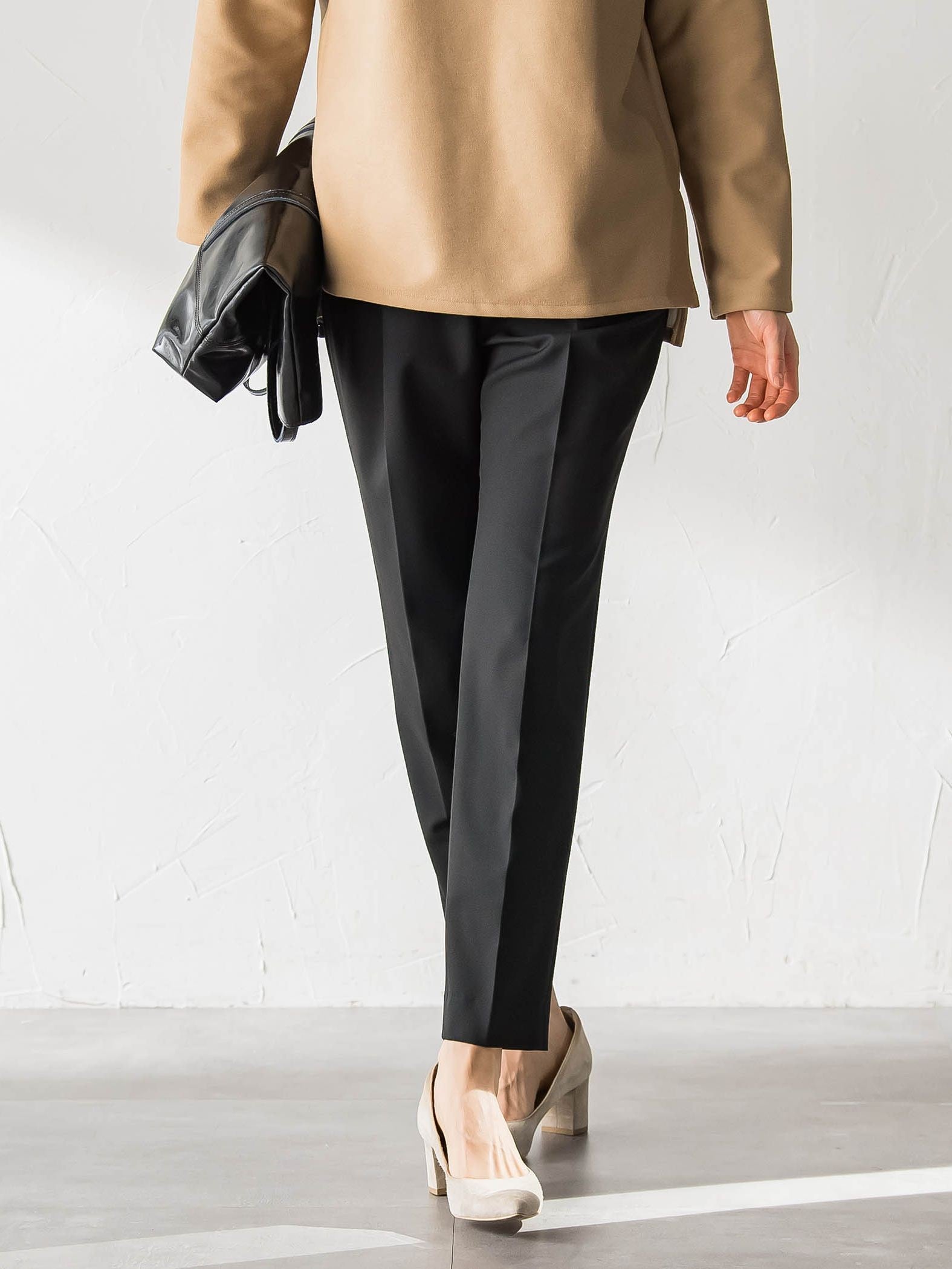 【WEB限定】美シルエット裏起毛ストレッチパンツ≪13号あり/毛玉防止≫