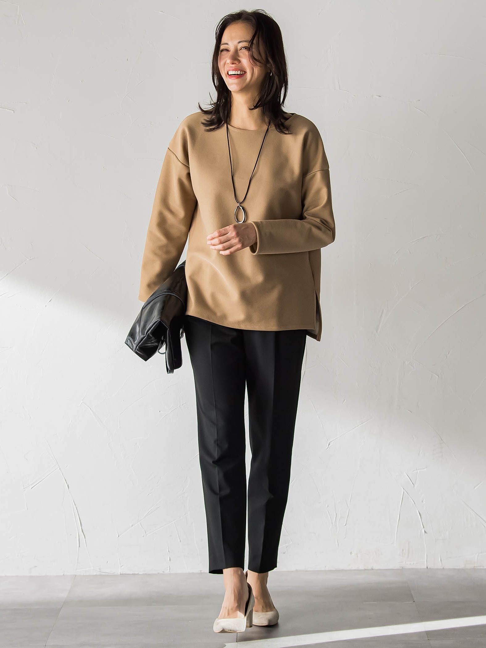 【WEB限定】美シルエット裏起毛ストレッチパンツ≪13号あり/毛玉防止≫