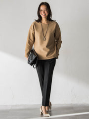 【WEB限定】美シルエット裏起毛ストレッチパンツ≪13号あり/毛玉防止≫