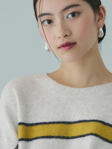 ウール混マルチボーダーニット≪洗濯機で洗える≫