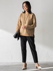 【WEB限定】美シルエット裏起毛ストレッチパンツ≪13号あり/毛玉防止≫