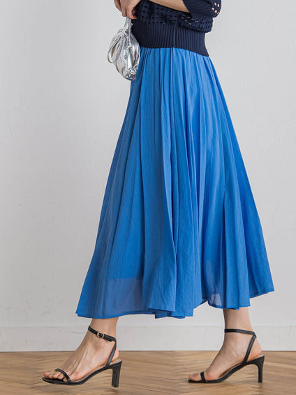【WEB限定】麻調シアーシャーリングフレアスカート≪手洗い可能≫