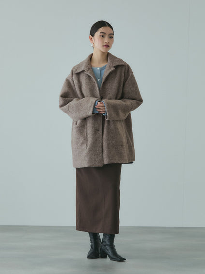 ショール付きスライバーニットコート