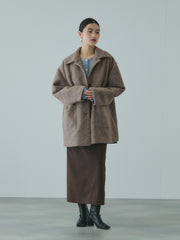 ショール付きスライバーニットコート