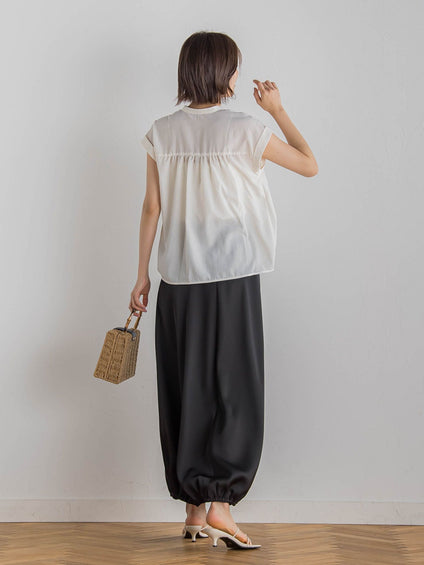 【WEB限定】コットンライクローンブラウス≪手洗い可能≫