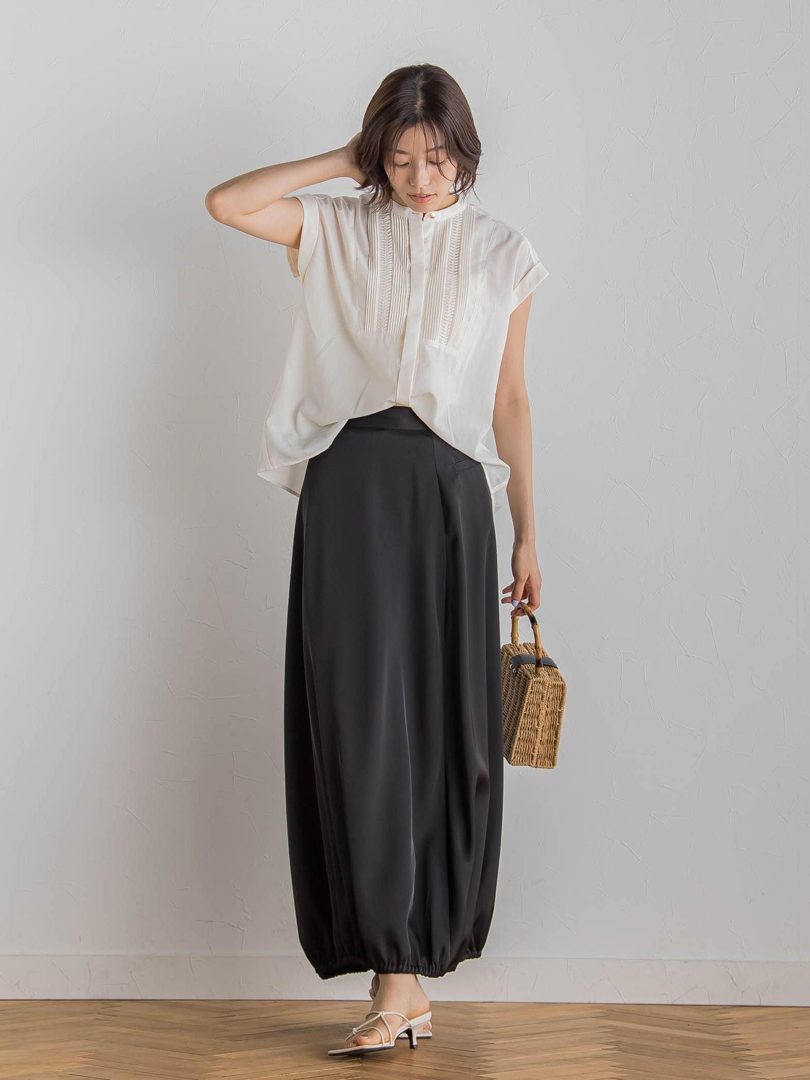 【WEB限定】コットンライクローンブラウス≪手洗い可能≫