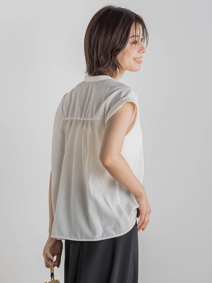 【WEB限定】コットンライクローンブラウス≪手洗い可能≫