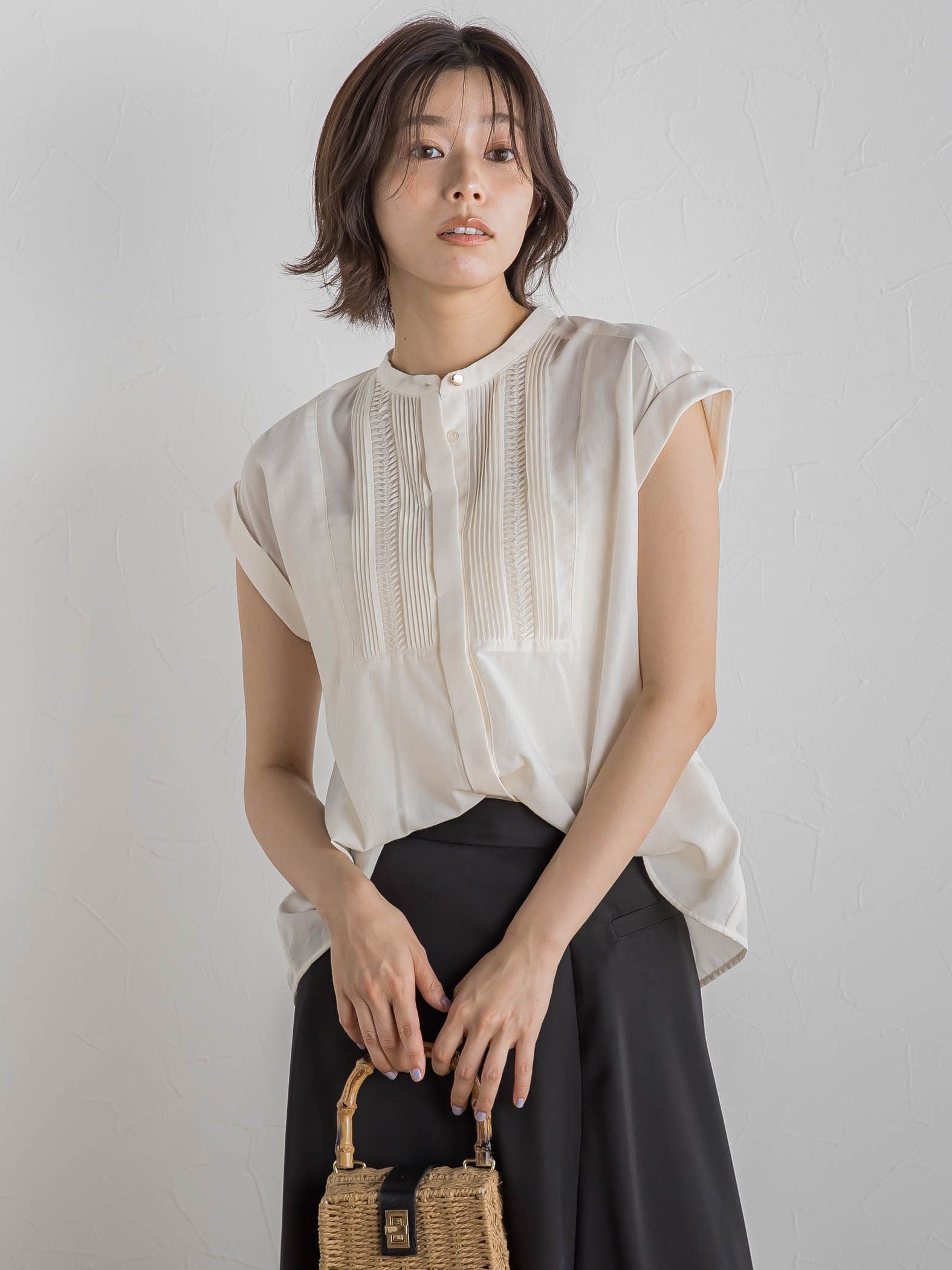 【WEB限定】コットンライクローンブラウス≪手洗い可能≫