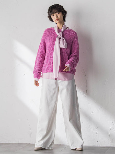 ボウタイ付きデニムシャツ≪洗濯機で洗える≫