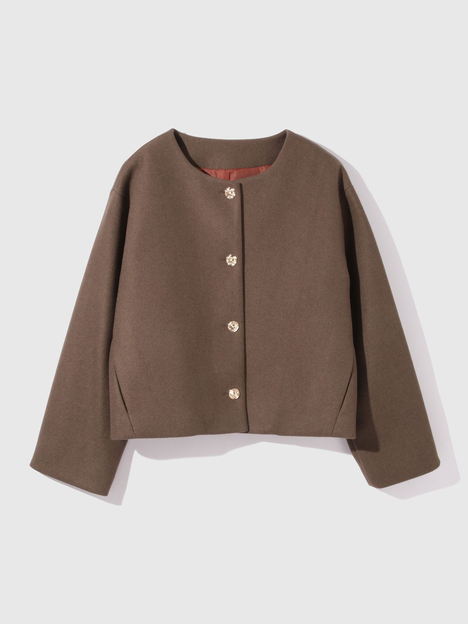 ウールチョウジャージーノーカラージャケット