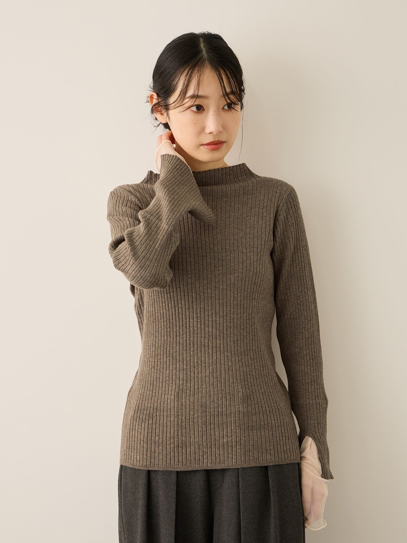 シアーカフレイヤードフウニットプルオーバー≪手洗い可能≫