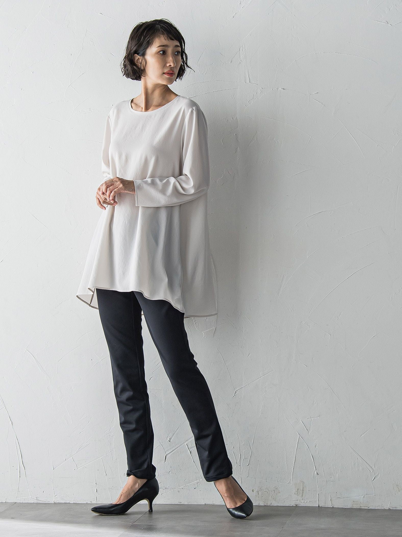 ”Tシャツ感覚で着られる”ジョーゼットブラウス≪洗濯機で洗える≫