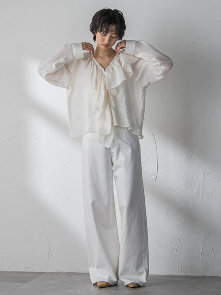 ラスターラミーカルゼラッフルカラーブラウス