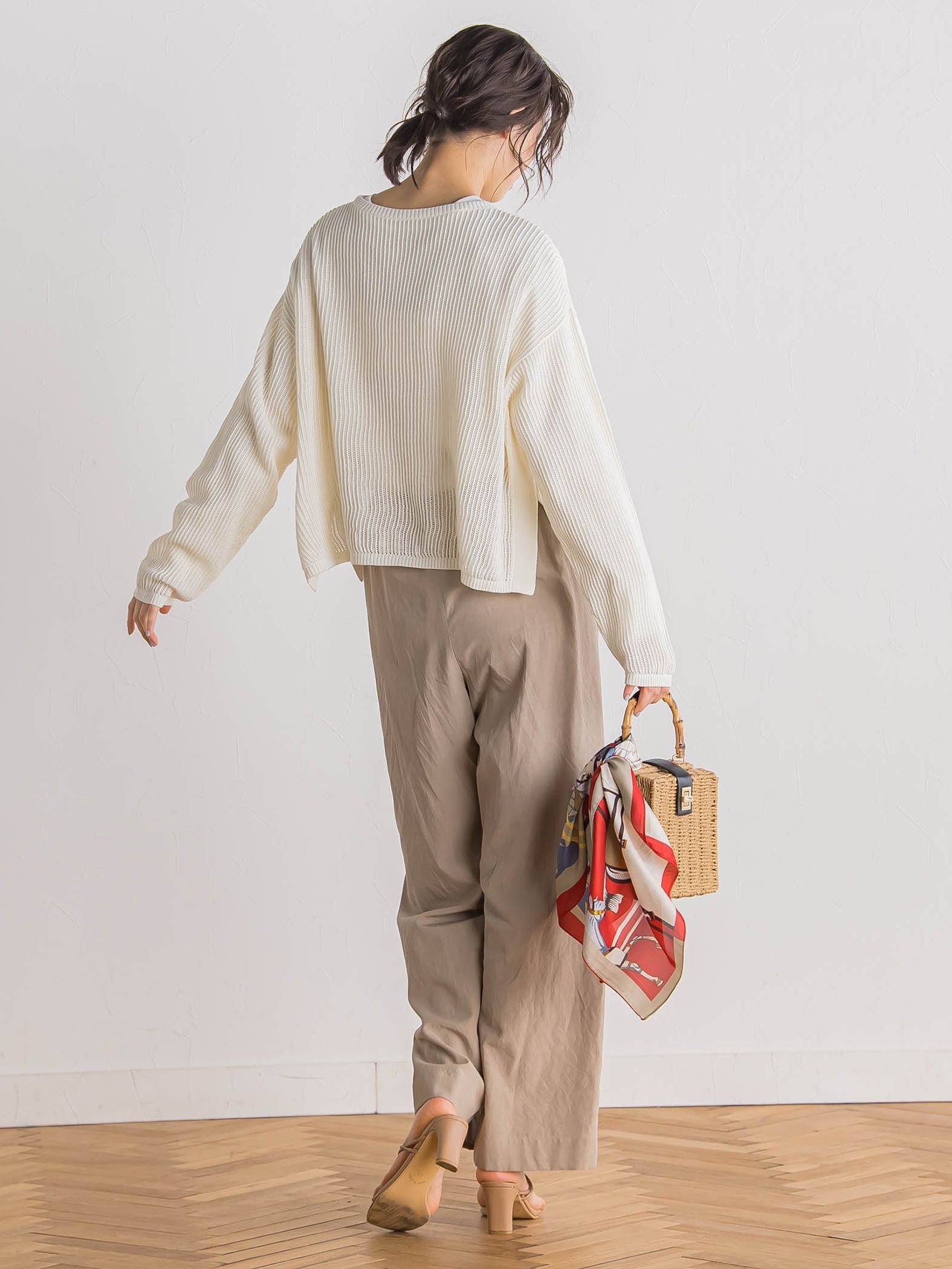 綿麻フィブリルグログランパンツ≪洗濯機で洗える≫