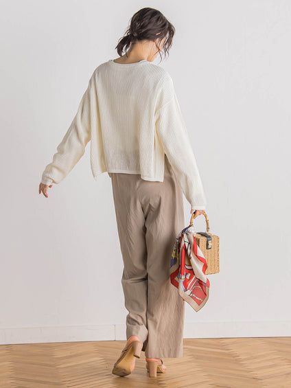 綿麻フィブリルグログランパンツ≪洗濯機で洗える≫