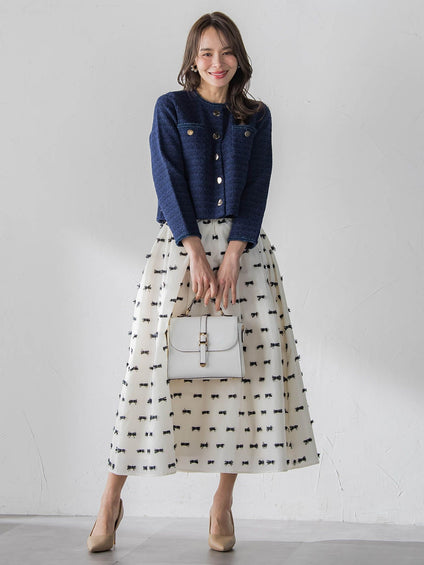 ツイードニットカーディガン