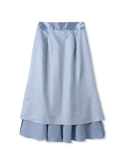 サテンフレアースカート