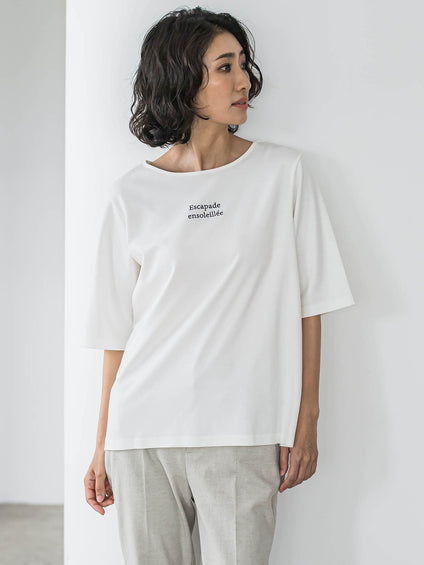 【大きいサイズ】【biyori】刺繍ロゴTシャツ≪洗濯機で洗える≫