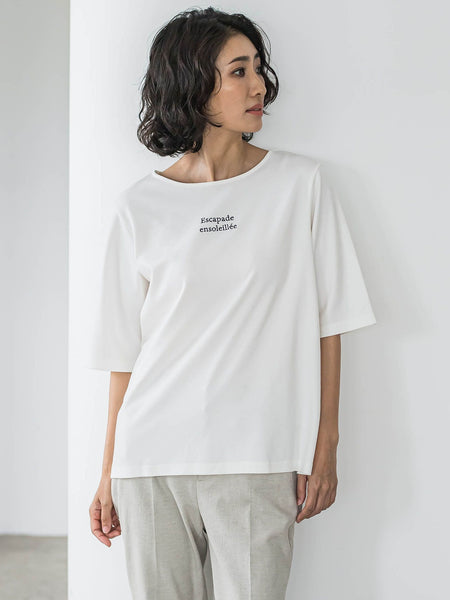 【大きいサイズ】【biyori】刺繍ロゴTシャツ≪洗濯機で洗える≫
