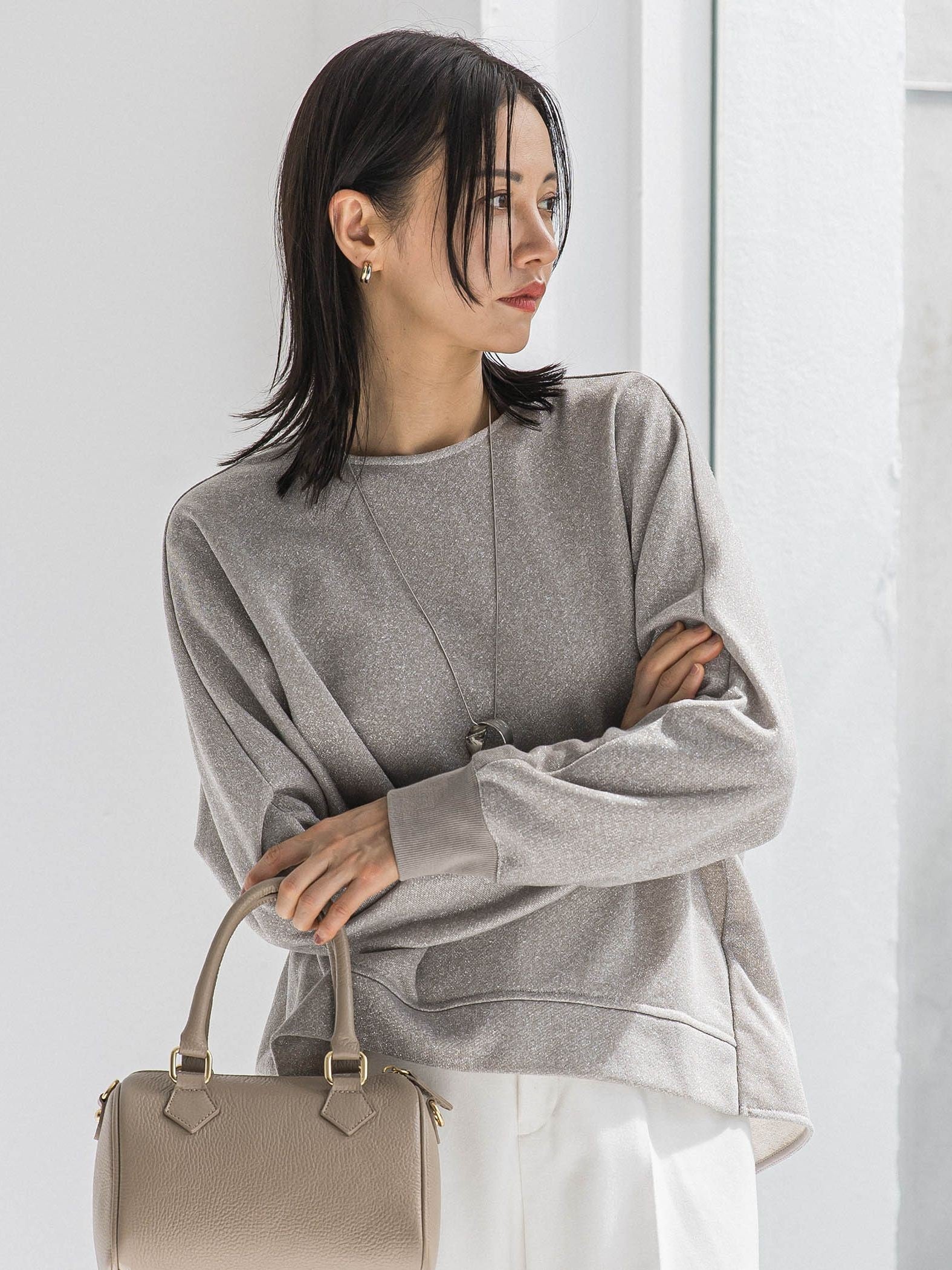 ラメ裏毛カットソー