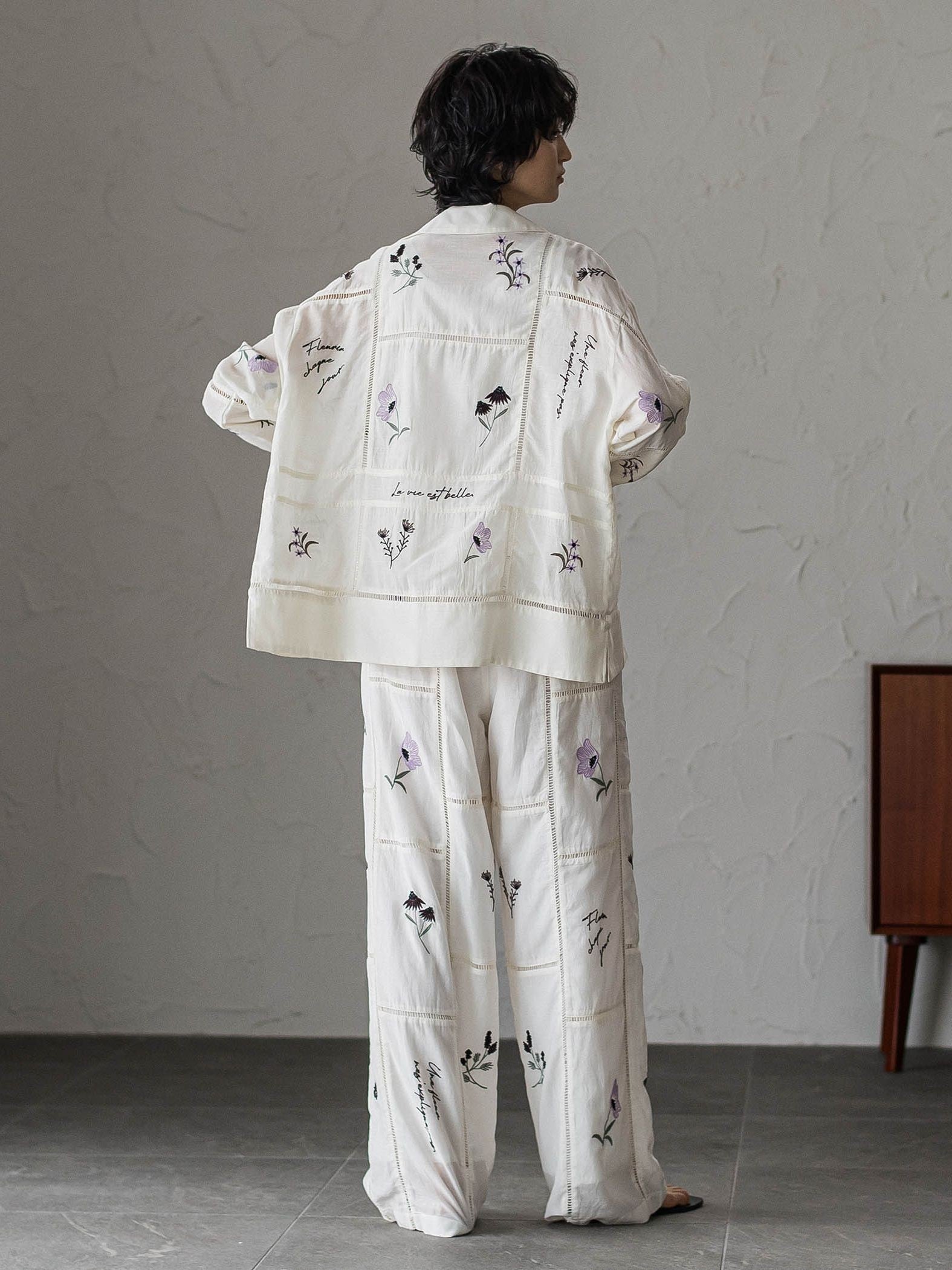 【40周年限定】パッチワーク刺繍オープンカラーシャツ