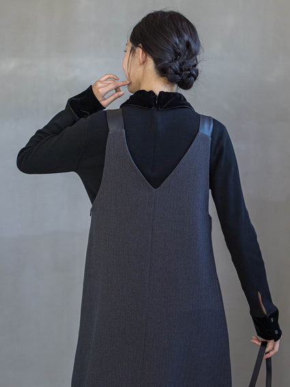 ベロア襟付きニット≪手洗い可能≫