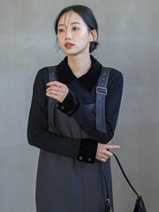 ベロア襟付きニット≪手洗い可能≫