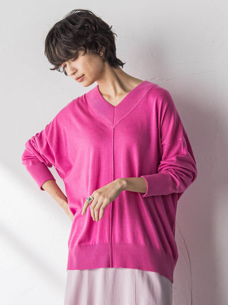 【新色追加】Vネックコクーンニットプルオーバー≪手洗い可能≫