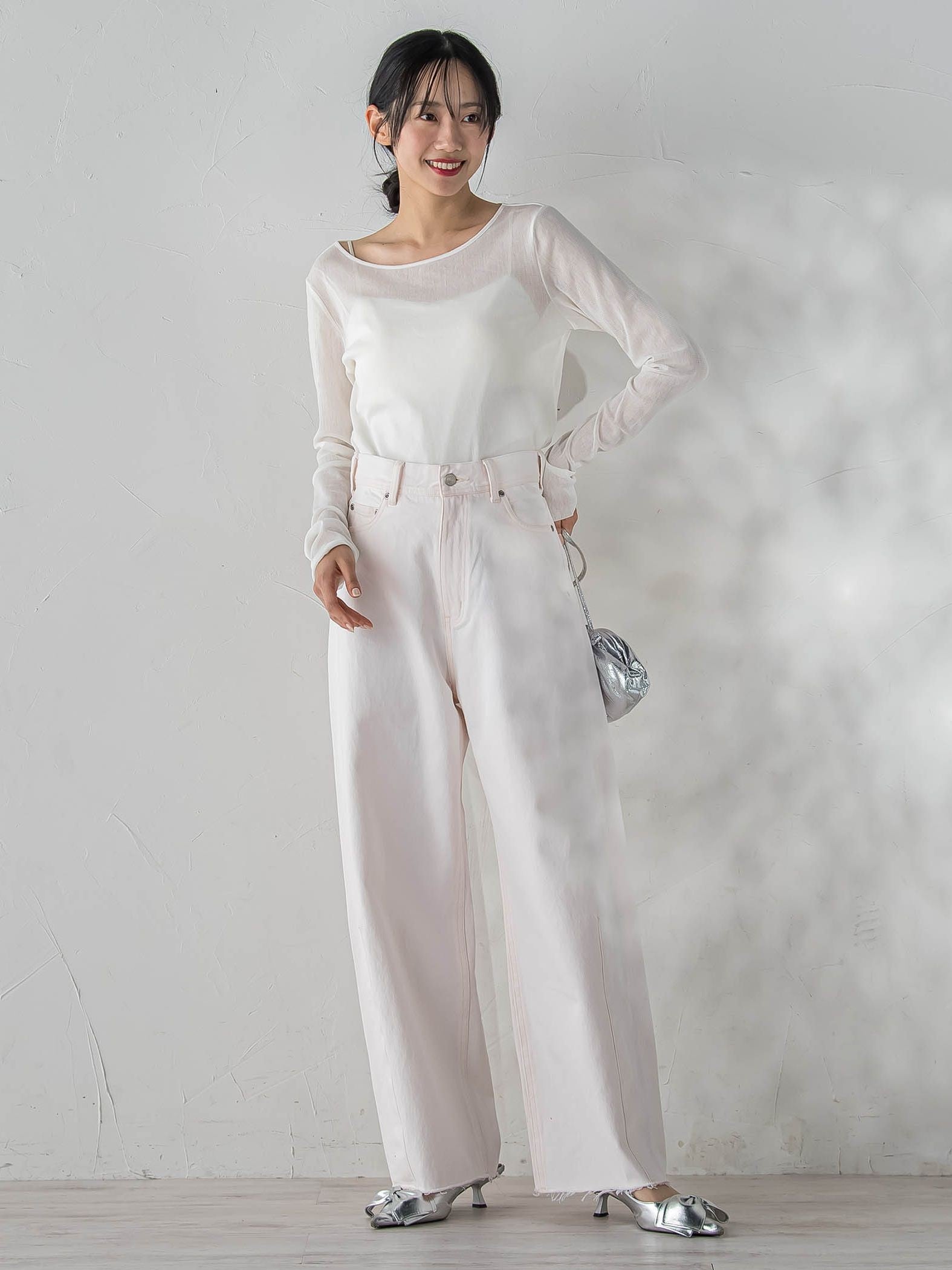 カーブデニムパンツ≪洗濯機で洗える≫