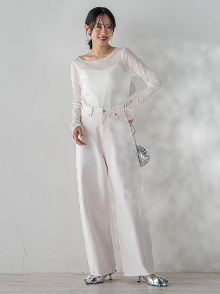 カーブデニムパンツ≪洗濯機で洗える≫