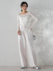 カーブデニムパンツ≪洗濯機で洗える≫