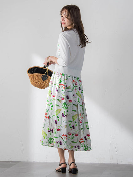 【KEITA KAWASAKI × Viaggio Bluコラボ】リリープリントスカート