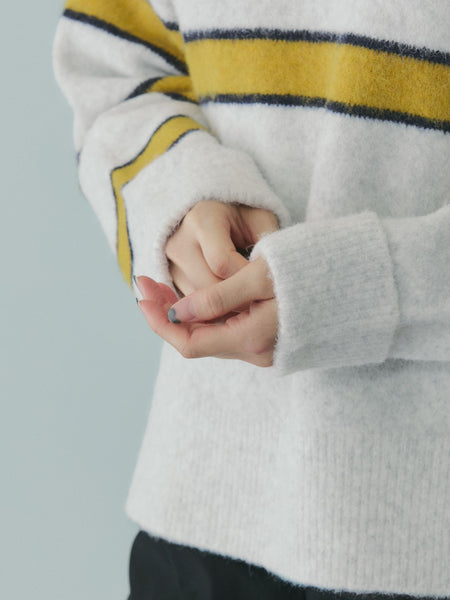 ウール混マルチボーダーニット≪洗濯機で洗える≫