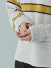 ウール混マルチボーダーニット≪洗濯機で洗える≫