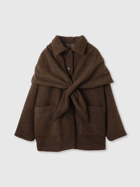 ショール付きスライバーニットコート