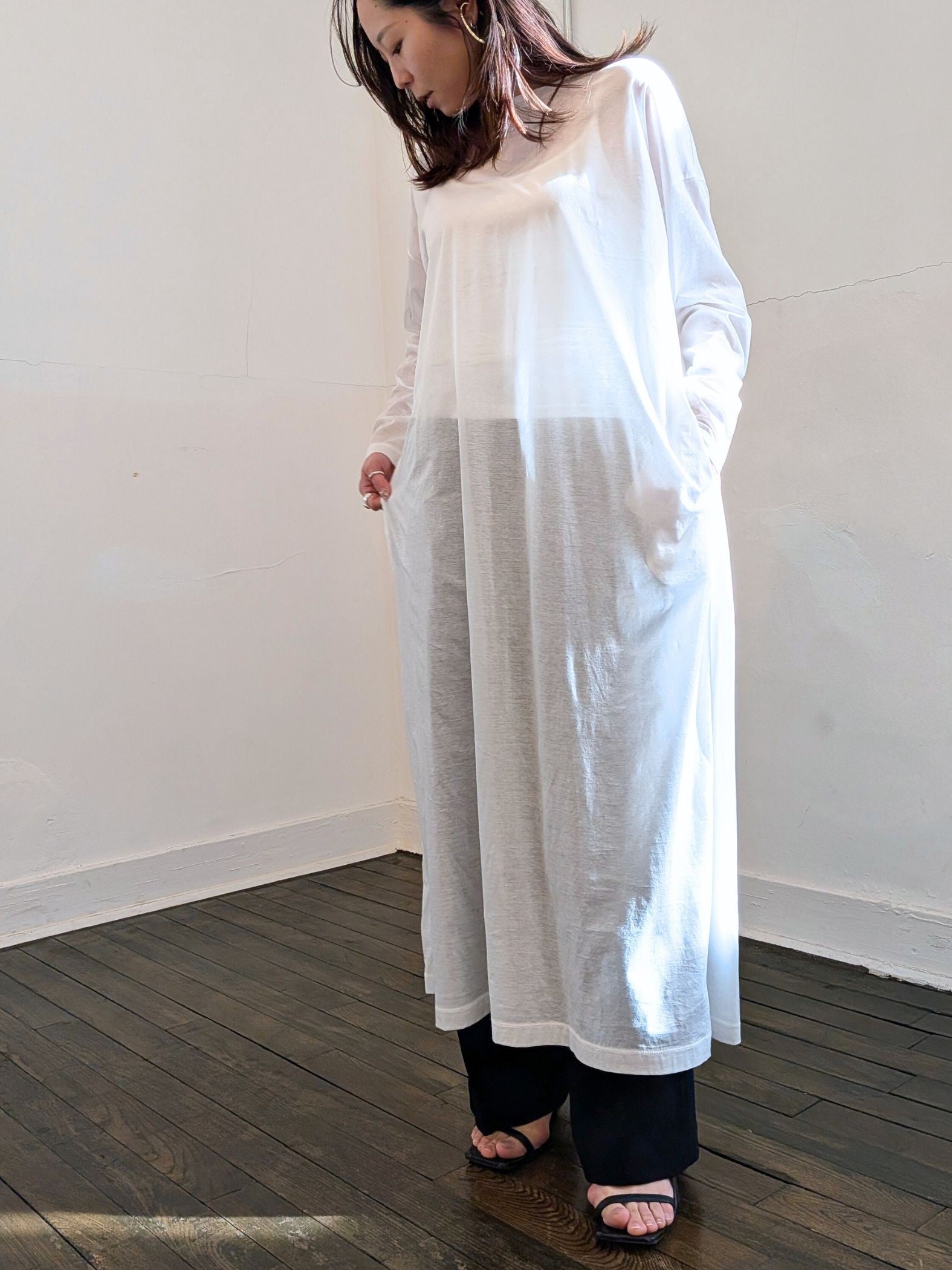 《予約販売》sheer long dress 　【日本製】