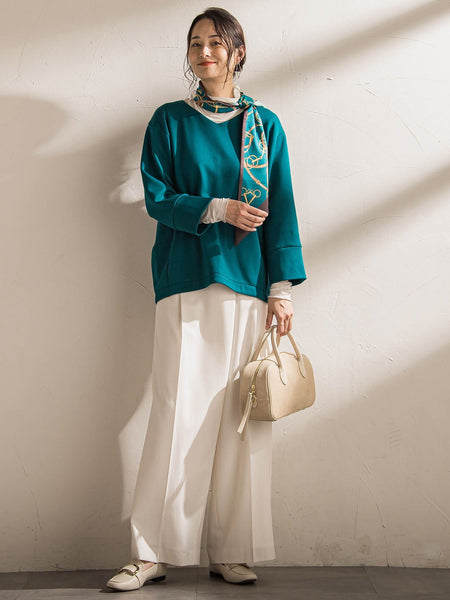 ソフィーツイルストレッチワイドパンツ ≪洗える≫