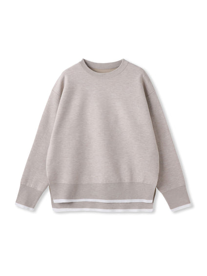 配色クルーネックニット≪洗える≫