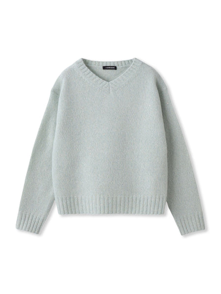 スパンコールラメVネックニット≪洗える≫