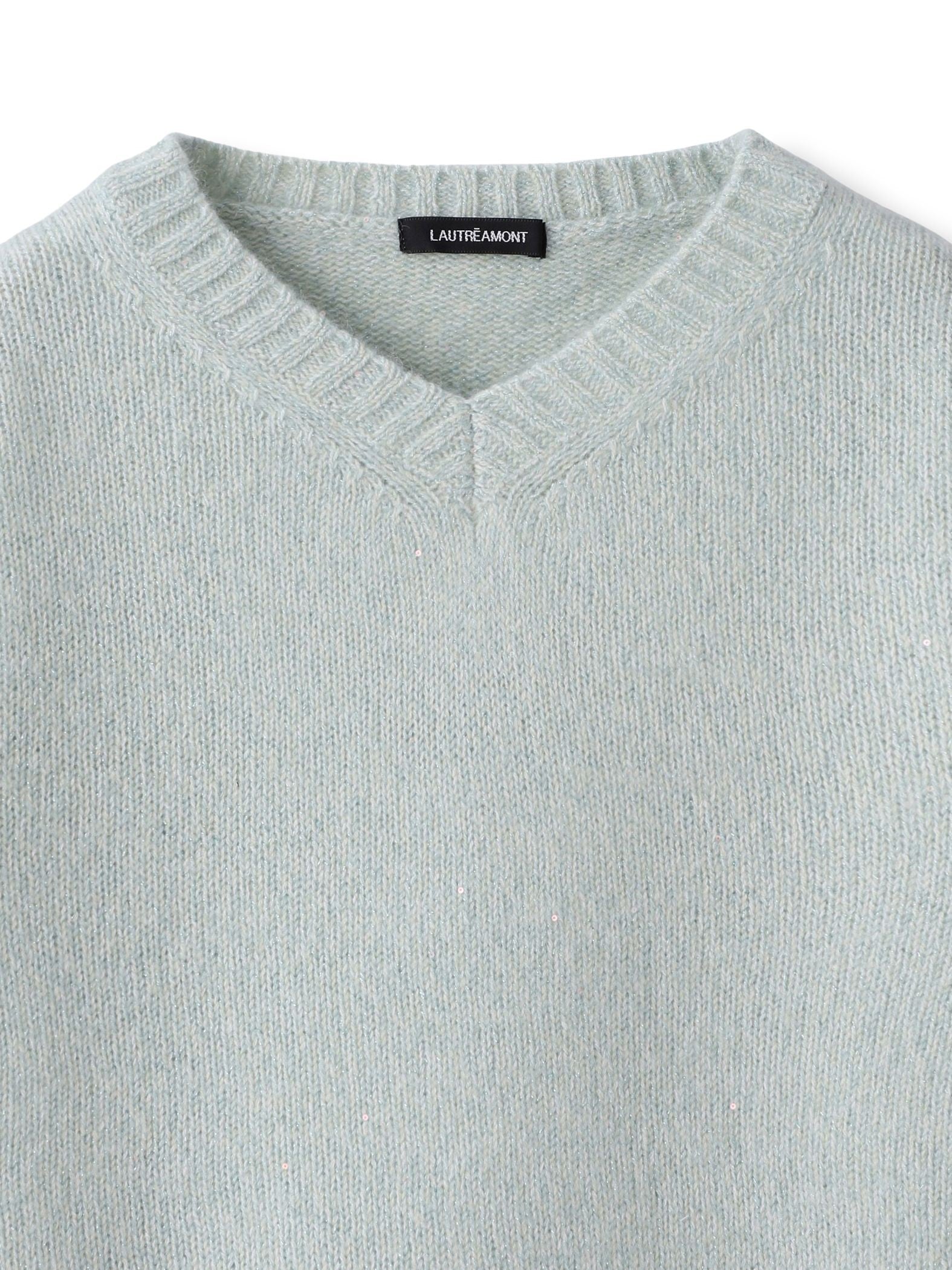 スパンコールラメVネックニット≪洗える≫