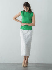 フラワー刺繍シアータイトスカート