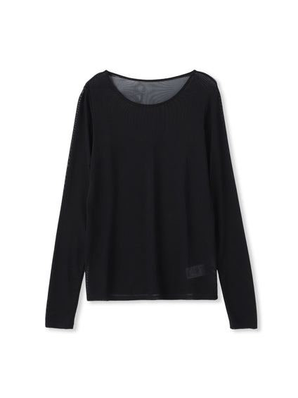 シアーフライス×チュールレイヤードプルオーバー