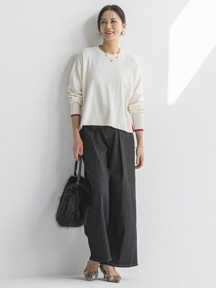 【WEB限定】カラー配色ニット≪洗える≫