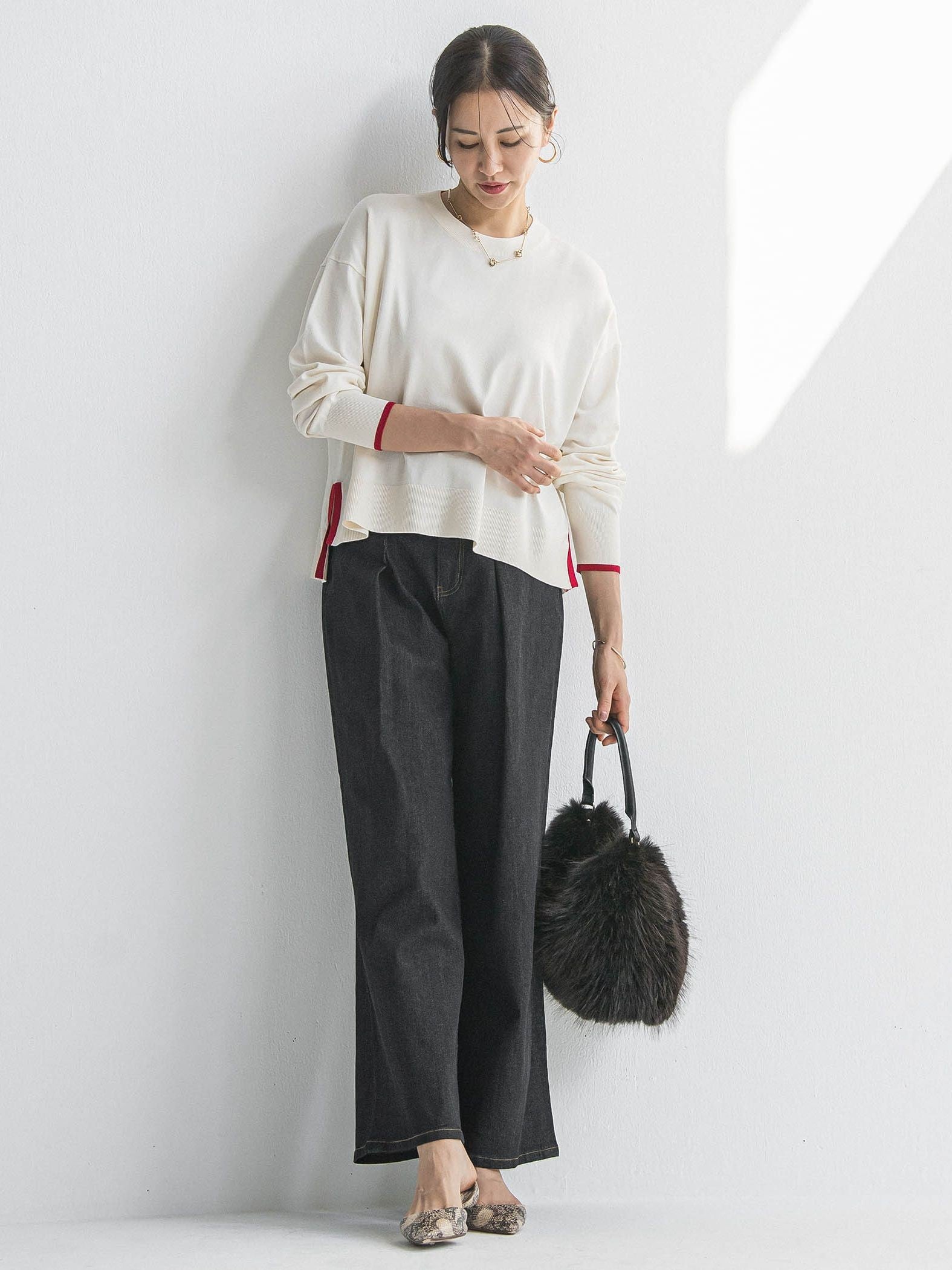 【WEB限定】カラー配色ニット≪洗える≫