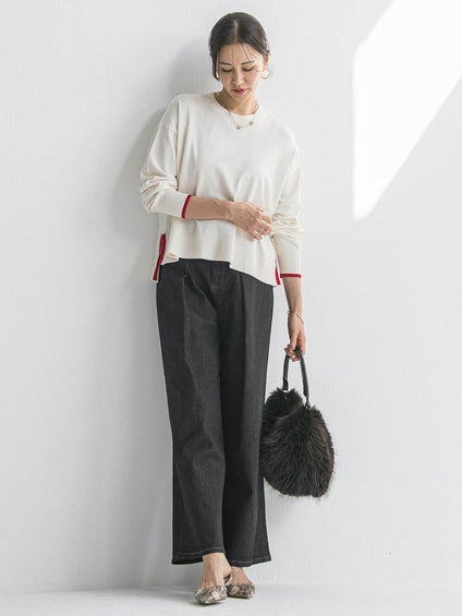 【WEB限定】カラー配色ニット≪洗える≫