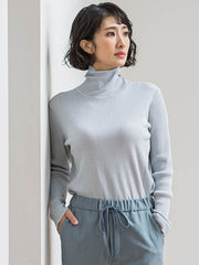 【大きいサイズ】ラメリブタートルニット