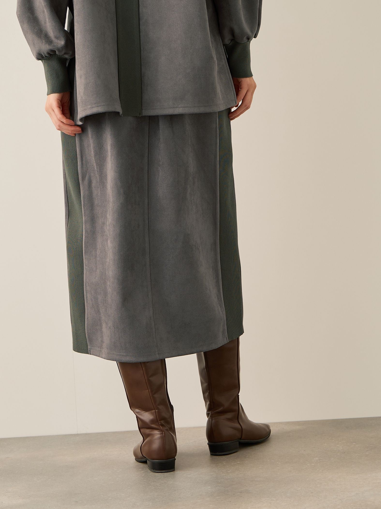 スウェードタッチダンボールナロースカート≪手洗い可能≫